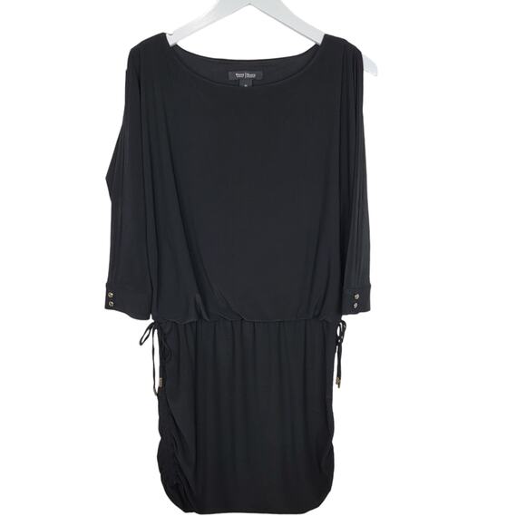 White House Black Market Black Convertible Drawstring Mini Dress - Size XS - Picture 5 of 11